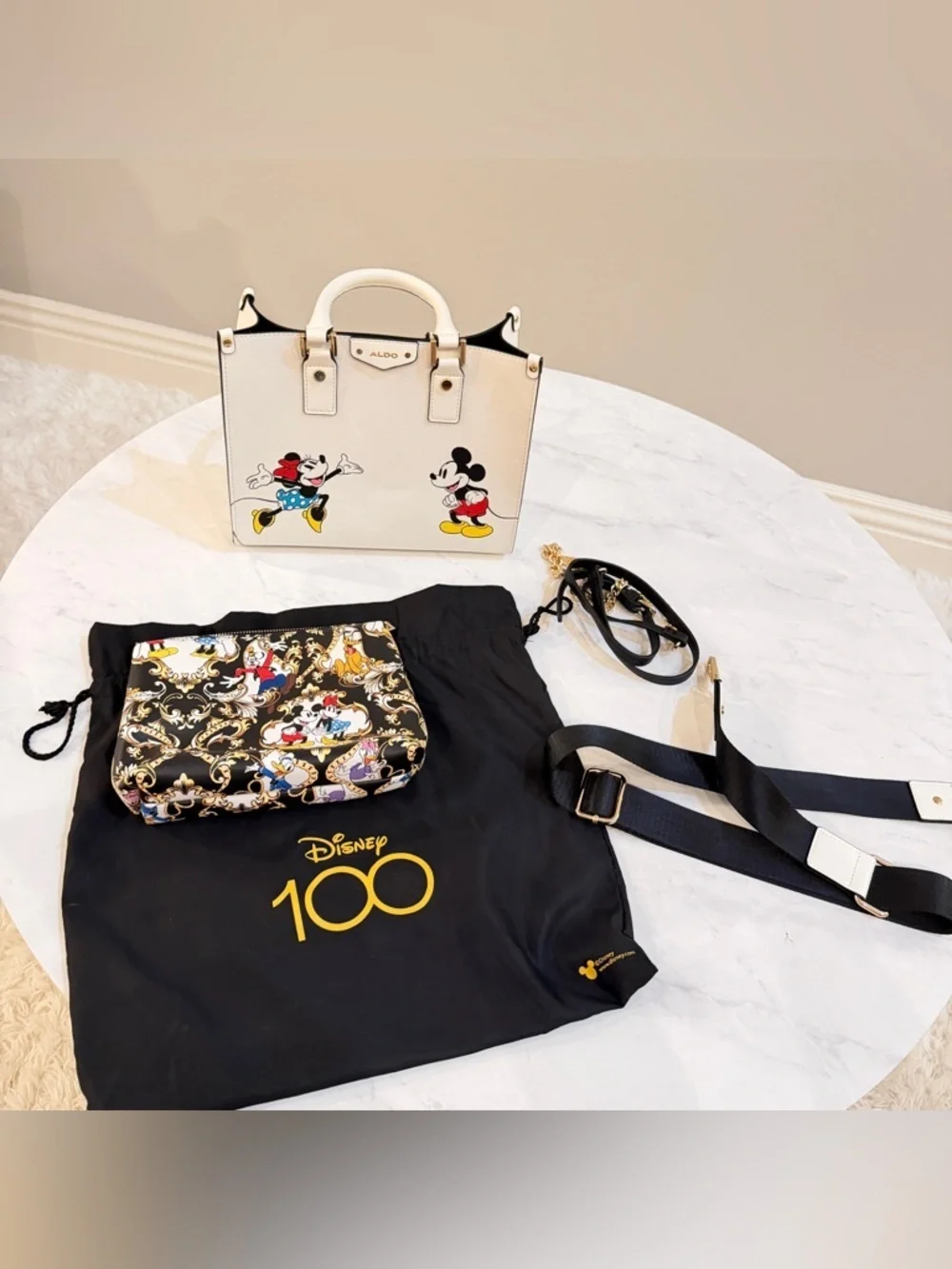 NEW Disney 100 x Aldo Printed Satchel Bag With Pouch